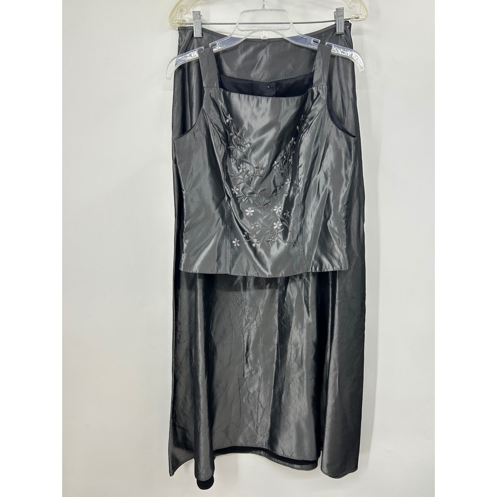 Vintage Jessica McClintock Bridal Y2K Charcoal Grey 2 Piece Skirt Set Top 12
